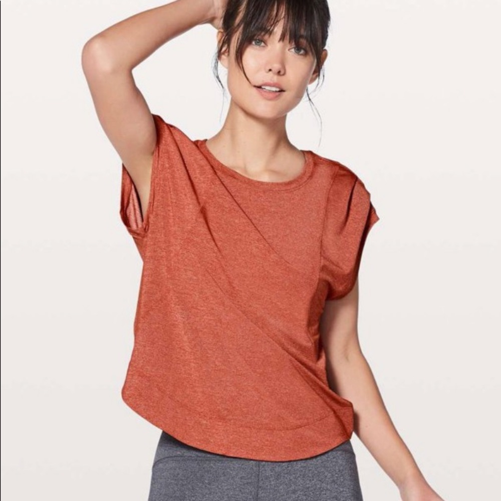 Lululemon Gait Keeper Short Sleeve Heathered Bonfire Size 6